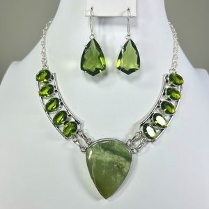 Larsonite Peridot 925 Large Gemstone Necklace ONLY